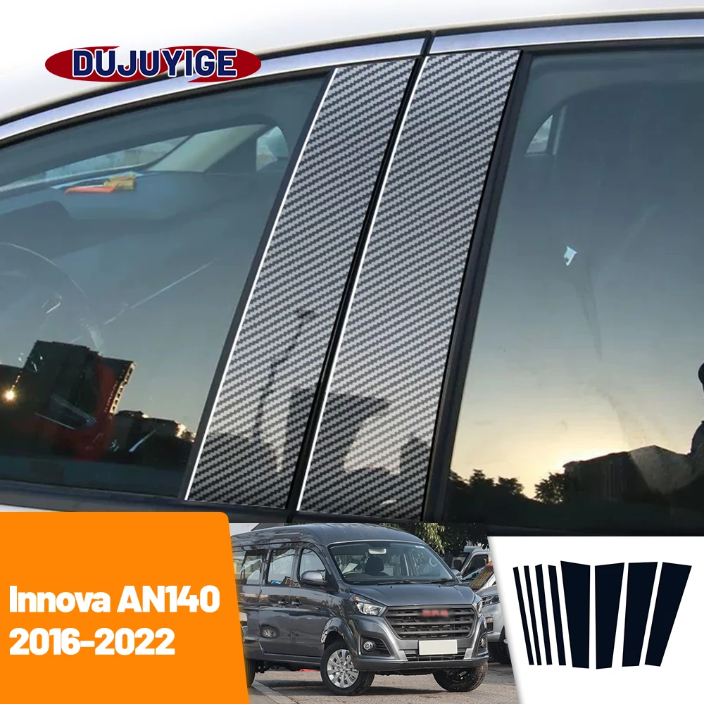 For Toyota Innova AN140 2016-2022 2017 2018 2019 2020 Carbon Fiber Window Door Column Deal B C Pillar Post Cover Trim Sticker