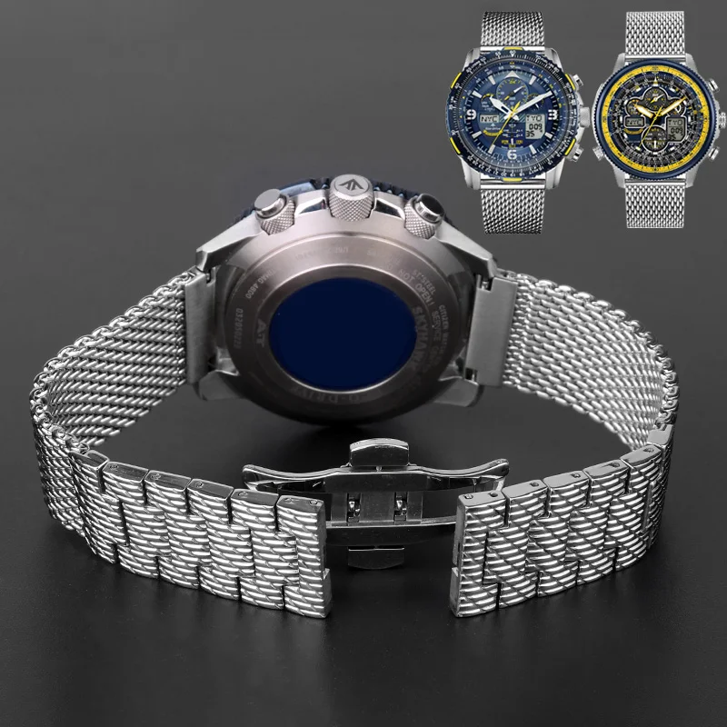 22 23 stainless steel mesh belt watch strap watchband Substitute for CITIZEN BLUE ANGELS PROMASTER SKYHAWK JY8085 JY8030 JY8070