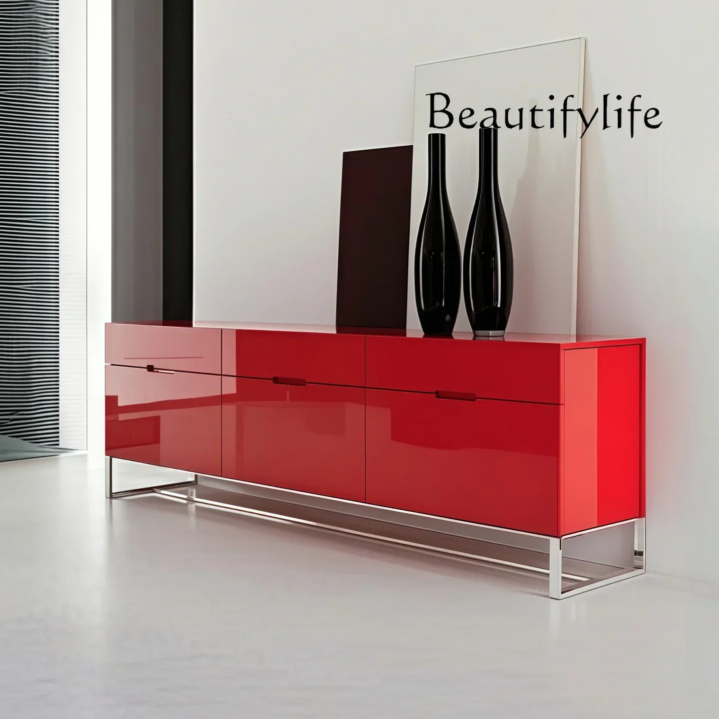 Q U T Piano Bright Paint Dining Side Cabinet Modern Simple Locker Storage Cabinet Customization
