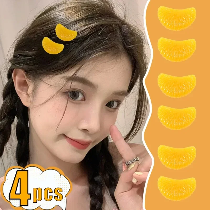 Creative Fruit Hair Clip New Mandarin Orange Hairpins Funny Simulation Fruit Duckbill Hair Clip for Women Fashion Headwear