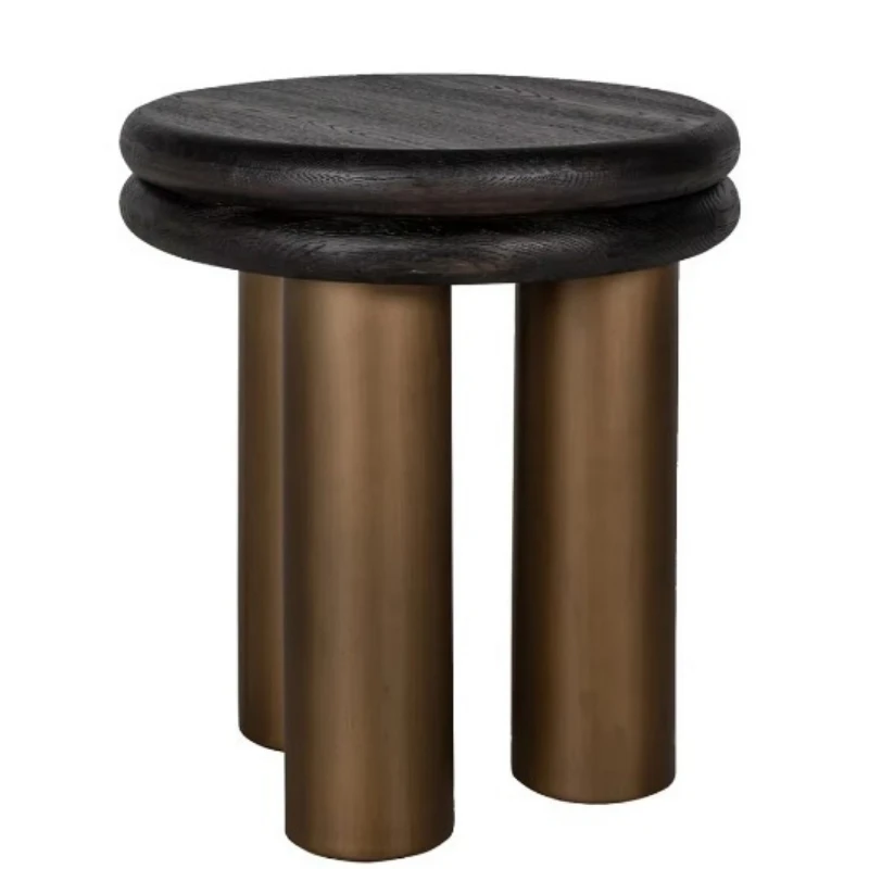 Luxury Stainless Steel Leg Center Table Modern Round Wooden Top Coffee Table