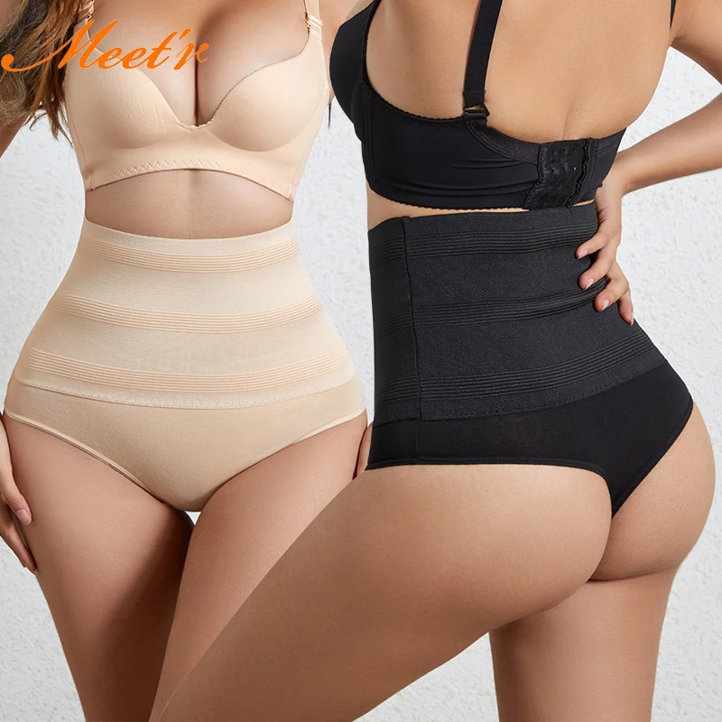 Meet\'r Women High Waist Shaping Panties Breathable Body Shaper Slimming Tummy Underwear Butt Lifter Seamless Plus Size Shaperwea