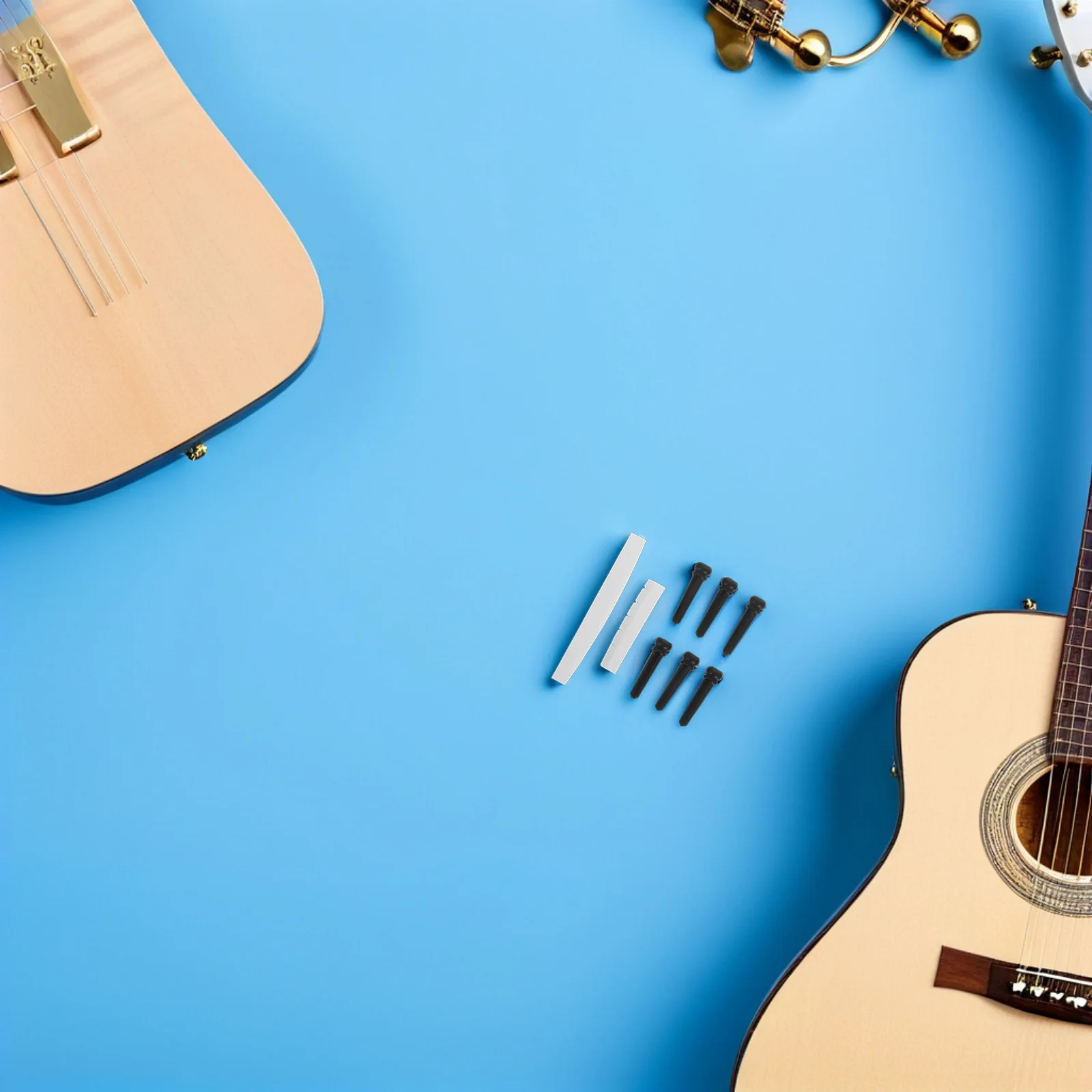 

1Set Acoustic Guitar Setup Tools Durable Bone Nut Saddle Ebony Bridge Pins Optimized Design for All Playing Styles