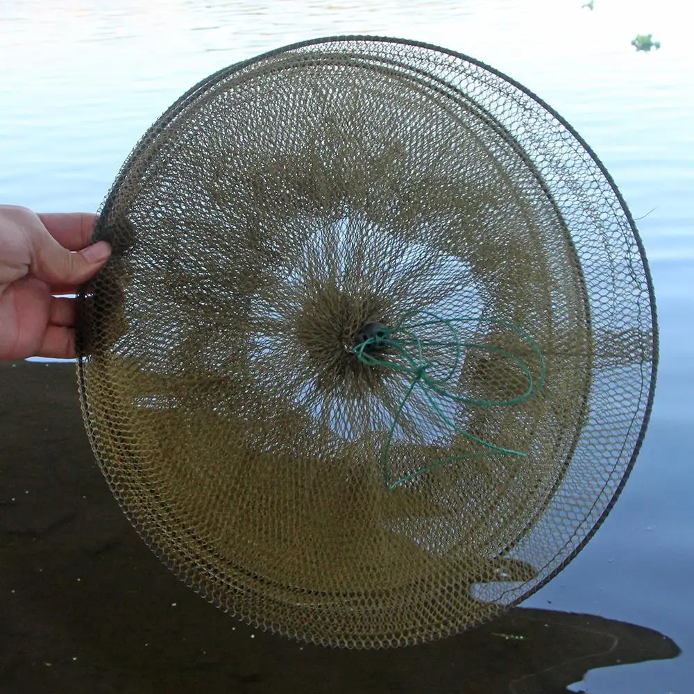 

Fish/Crab/Lobster Foldable Net Trap - Lightweight Nylon Fish Guard With Rubber-Coated Plastic Rings Bound Edges