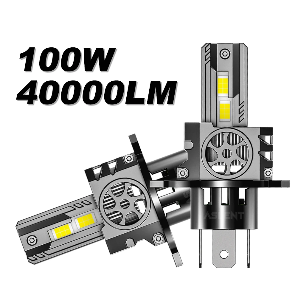 

ASLENT 2Pcs 40000LM 100W Super Bright Canbus Auto Headlamp Turbo LED H4 9003 High Low Beam Headlight Bulb 24-CSP Chips No Error