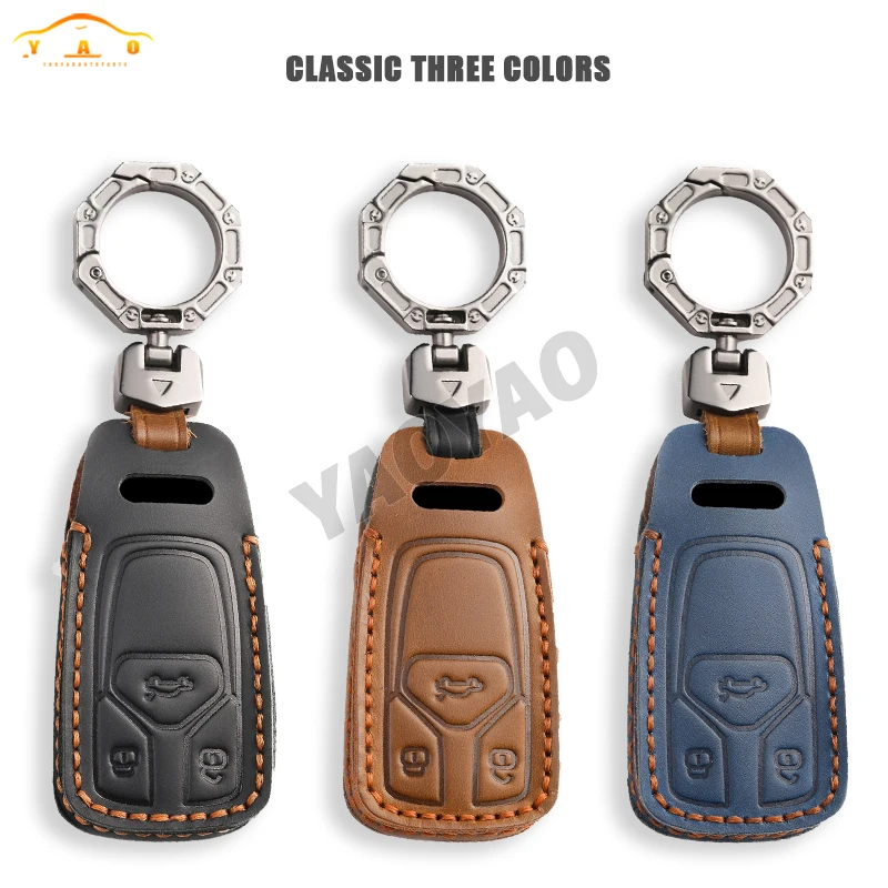 

For Audi A4 A4L A5 Q5 Q7 TT TTS 8S B9 2016 2017 2018 Genuine leather Car Key Case Cover Holder