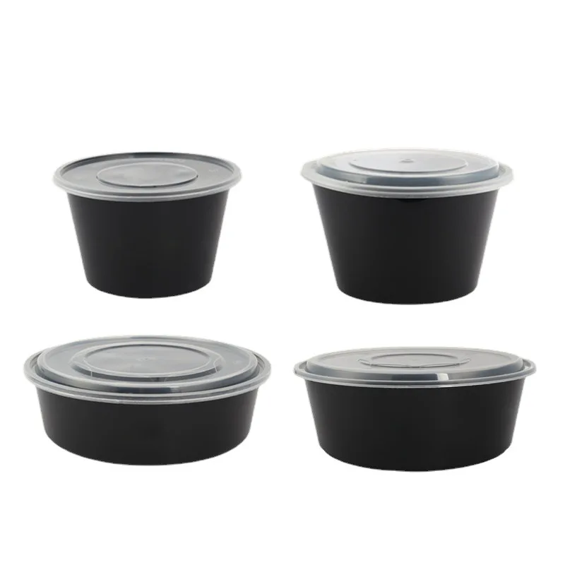 Custom Disposable Lunch Box Transparent Thickened Round Fast Food Box Takeout Bowl Takeaway Packing Box 1000ml Disposable Soup B