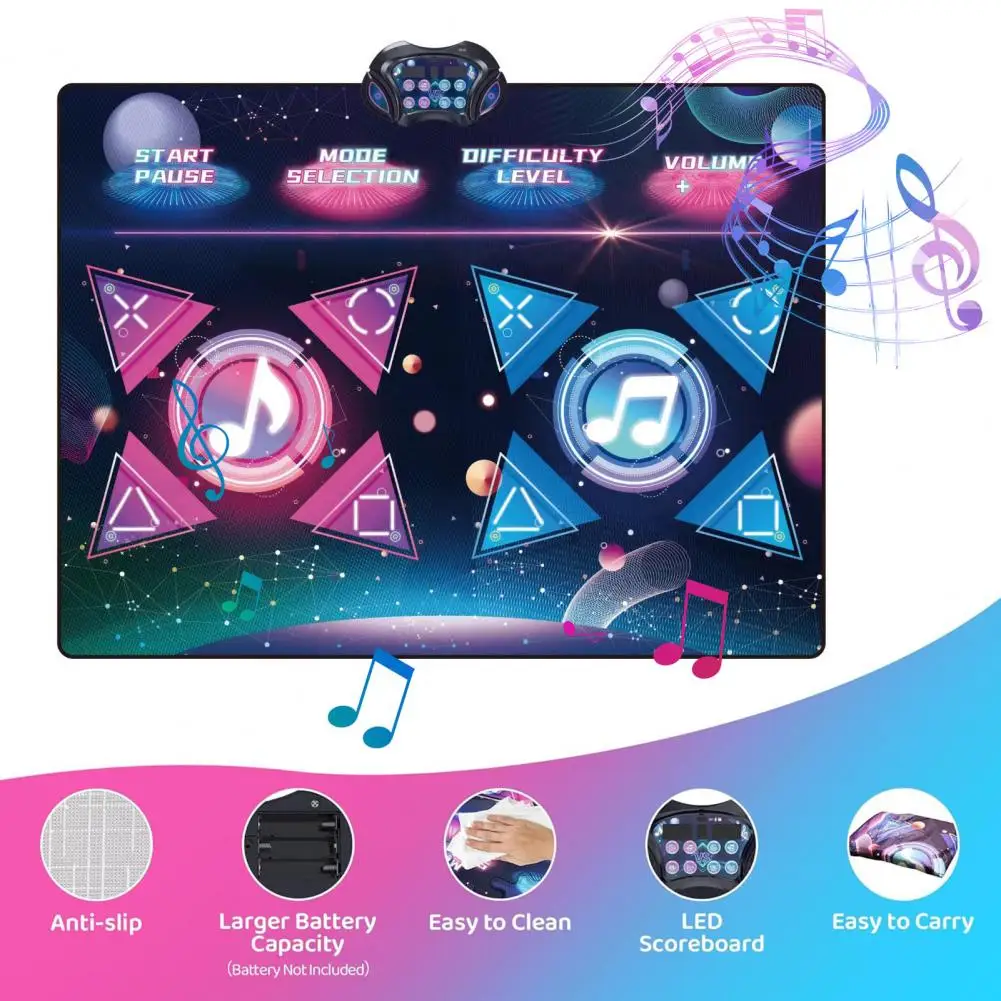 Kids Dance Mat Multiple Speed Modes Adjustable  Dance Non-Slip 2 Players Competitive Kids Adults Electric Dancing Challenge Pad