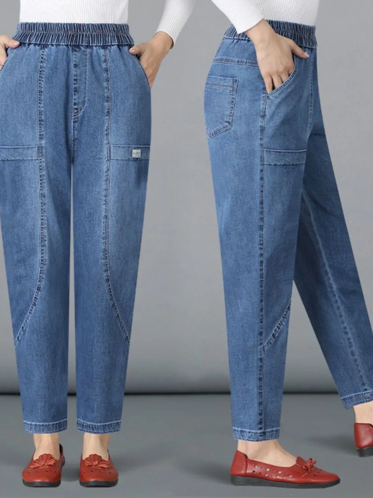 Pantalones de mezclilla de moda para mujer, estilo casual, de cintura alta, adelgazantes, para primavera y otoño, tipo Harlan...