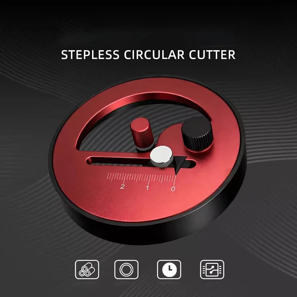 Aluminum Alloy Stepless Circular Cutter - Manual Rotary Cutter for Precision Paper, Sandpaper & Masking Tape (1-25mm Radius)
