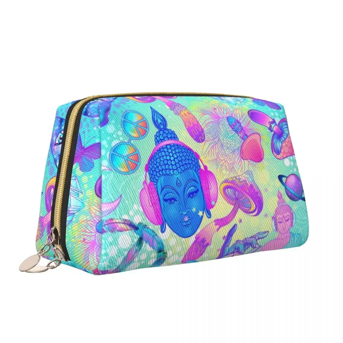 Borsa da toilette a fungo magico psichedelico da viaggio Kawaii Trippy Buddha trucco organizzatore cosmetico donna Beauty Storage Dopp Kit Box