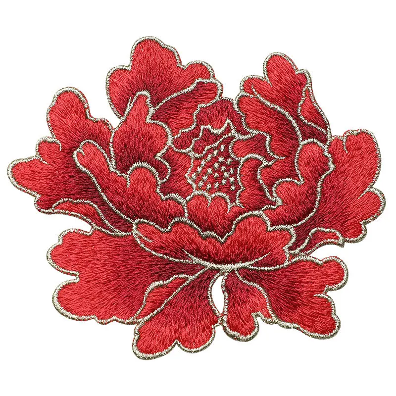 Embroidery Peony Patch for Clothing, Glue-free Patch, Clothing Accessories, DIY Decoration, 7 Colors Optional