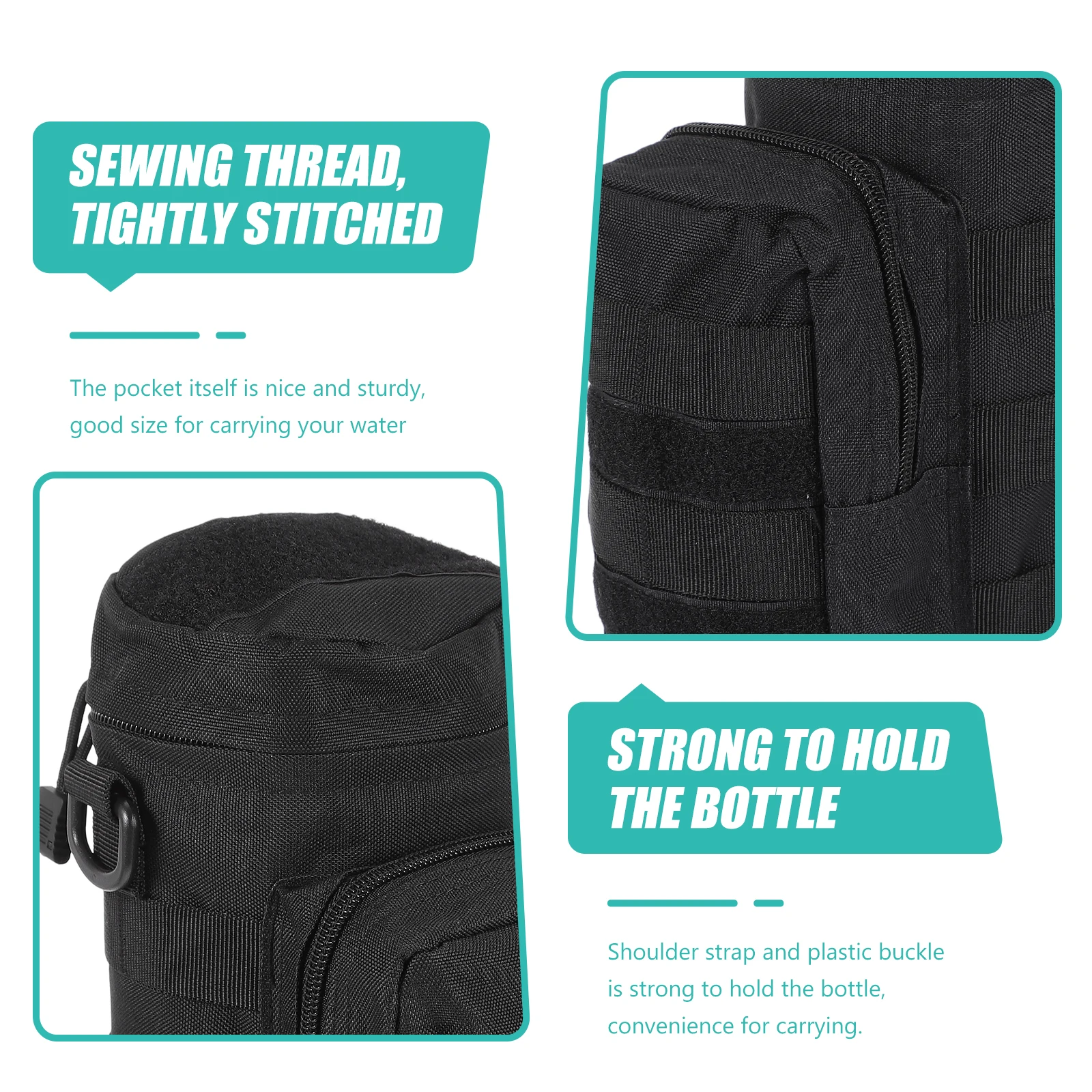 

Water Bottle Bag Storage Pouch Black Nylon Portable Insulated Cover Travel Container Sports Outdoor Camping Hiking Gear