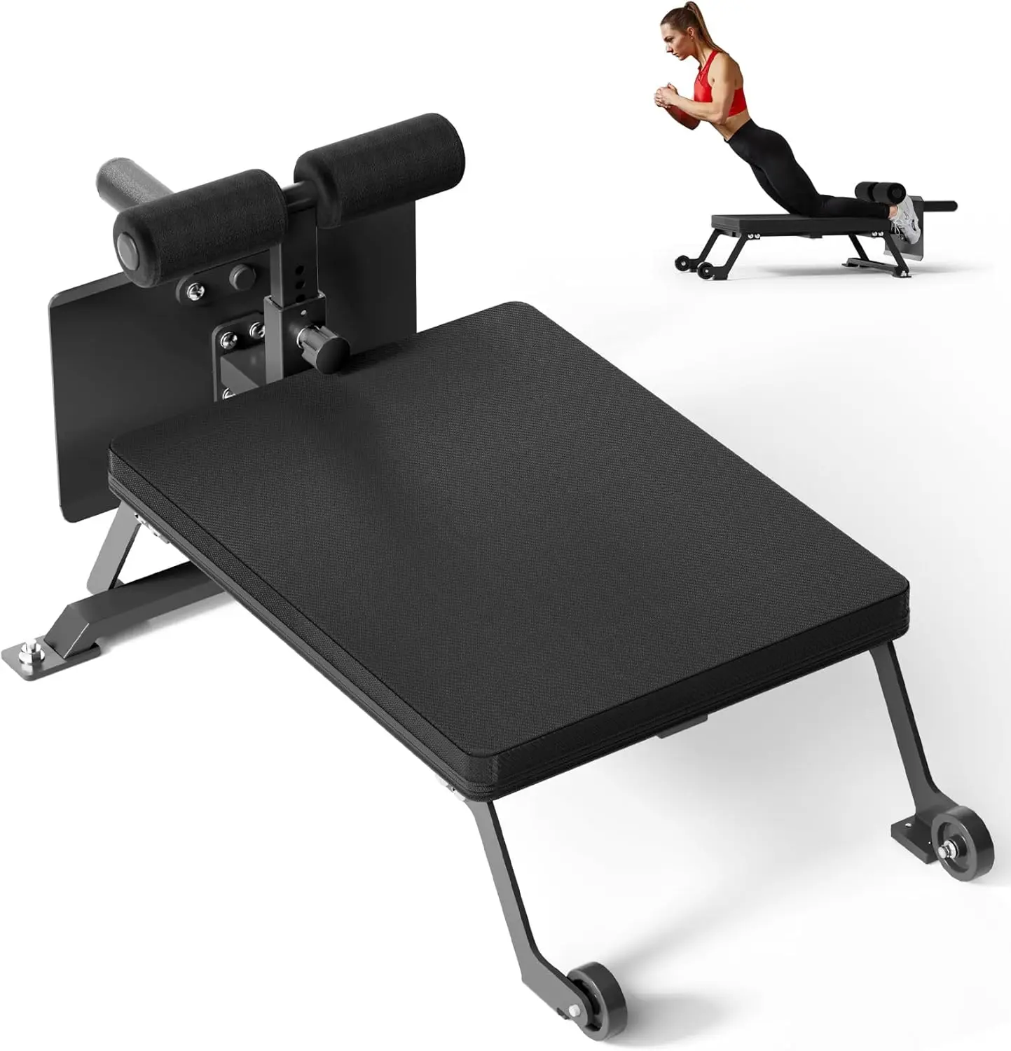 Banco de rizos nórdico: máquina rizadora de isquiotibiales para gimnasio en casa con placas de peso de 1 "y 2", sujeción máxima de 450 libras, máquina de glúteos compacta, Eas