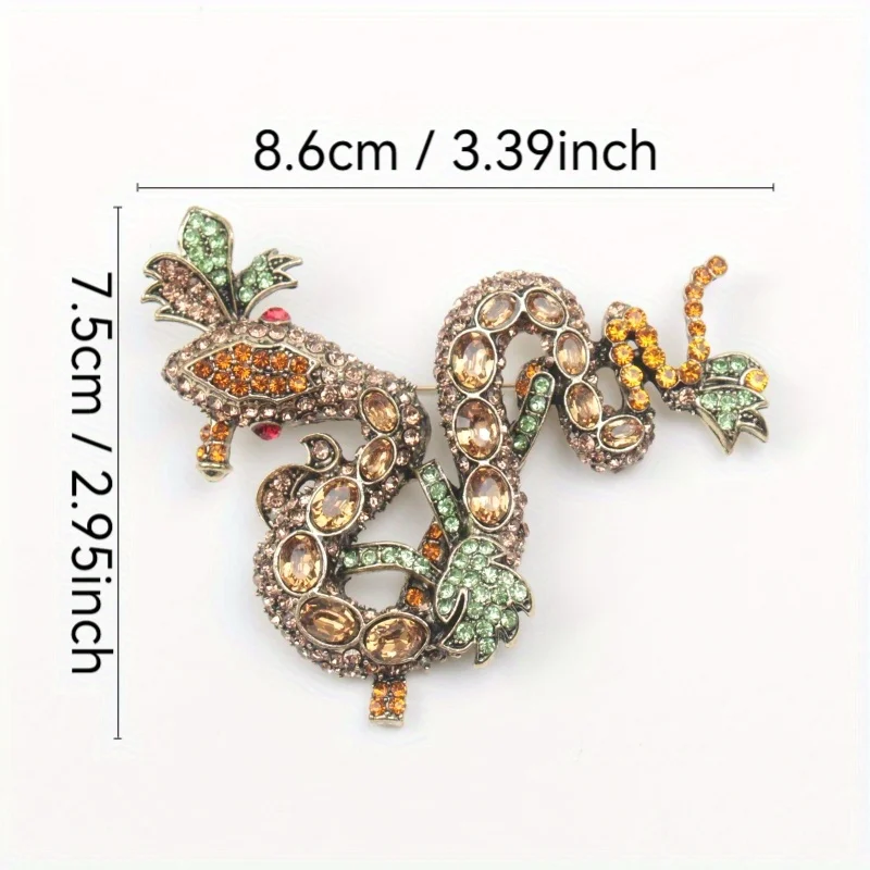 New Animal Snake Brooch Retro Personality Fashion Snake Pin Rhinestone Exaggerated Jewelry Corsage