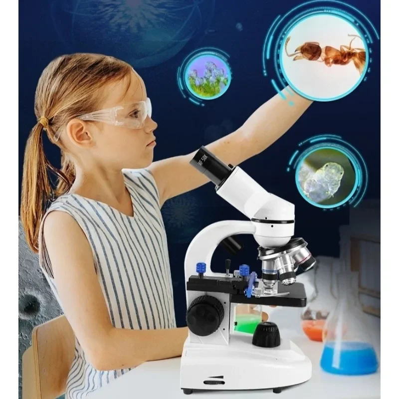 110-240V 30000X Biological HD Microscope Digital Laboratory Compound Microscope with Wide-Field 10X/50X Eyepieces for Lab