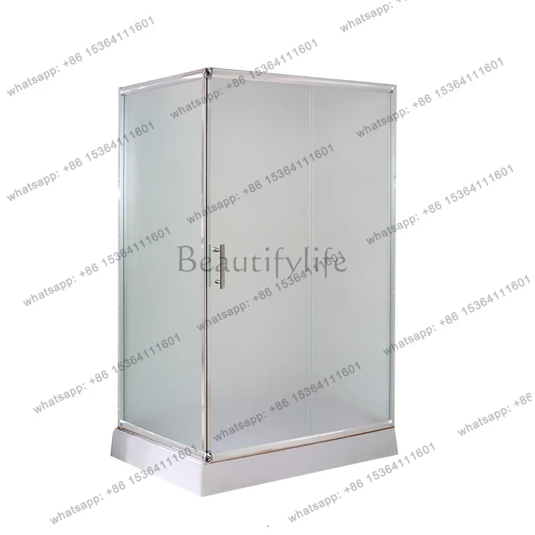 

Simple shower room High basin Household bathroom L-shaped low basin Glass sliding door Shower
