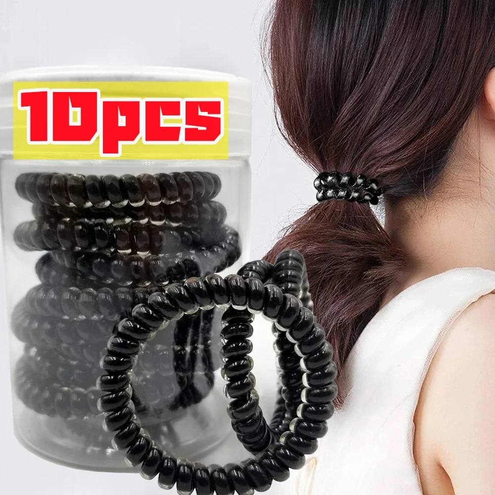 10PCS Hair Accessories for Women Hair Ring Rope Girls Gum Springs Transparent Elastic Hairbands Headdress Hair Ties Rubber Bands