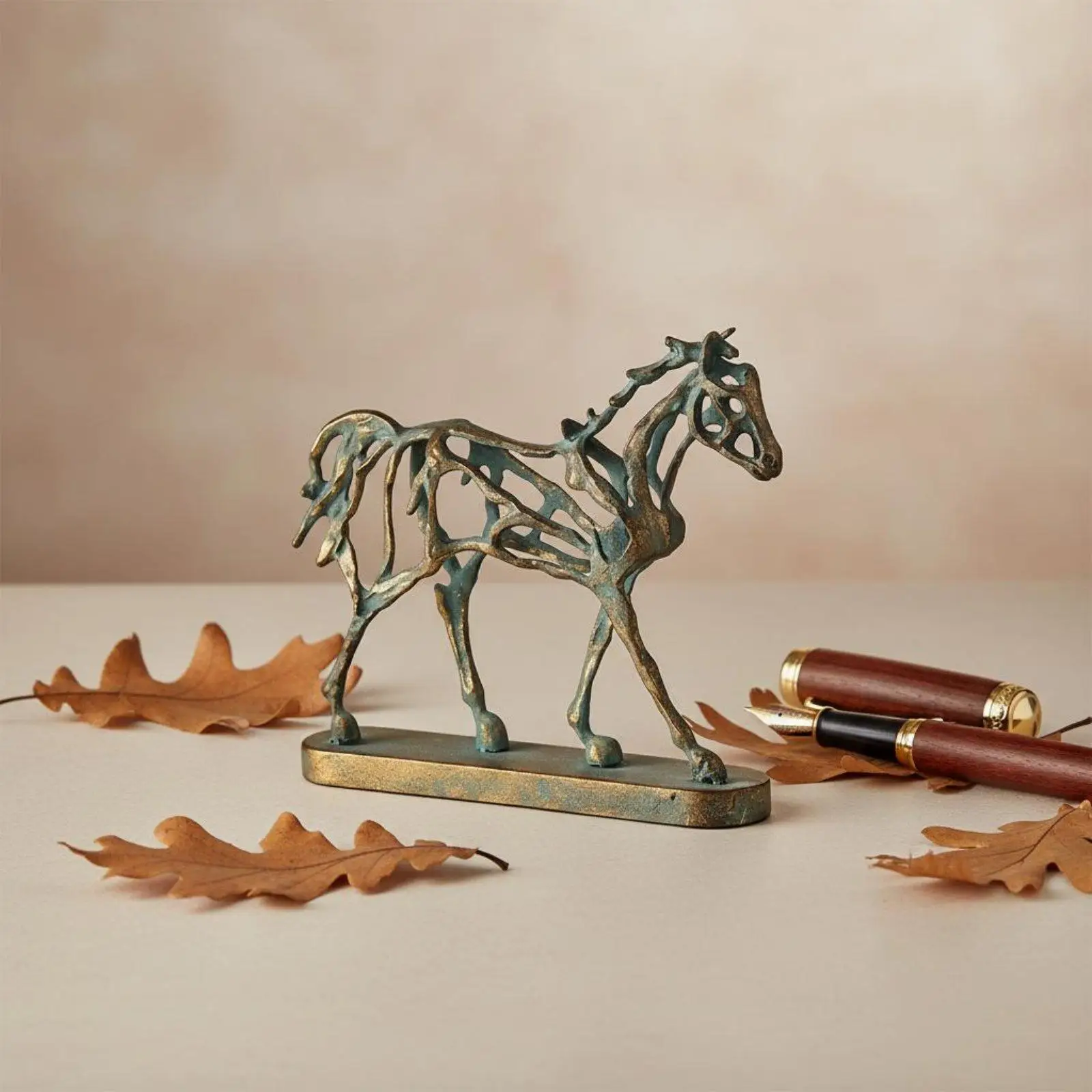 Rustic Iron Abstract Horse Statue Aesthetic Decoration Figurine for Home Desk or Interior Display