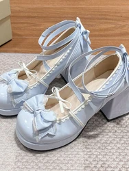 Dolce Vintage Mary Janes Scarpe da donna con fibbia a cuore Lolita Kawaii Scarpe con plateau Femminili Bow-nodo Scarpe firmate carine 2024 Estate