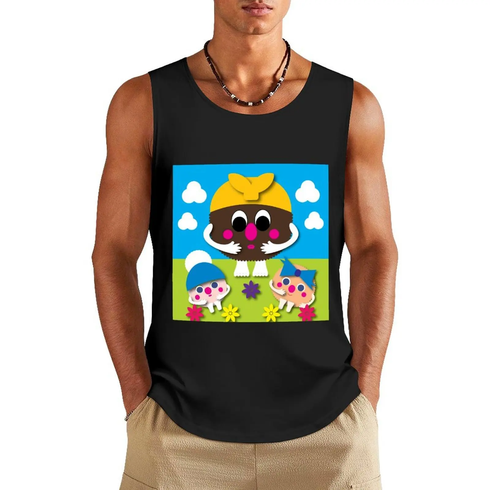 

Flump retro television illustration Tank Top t-shirt for man bodybuilding men clothes anime gym