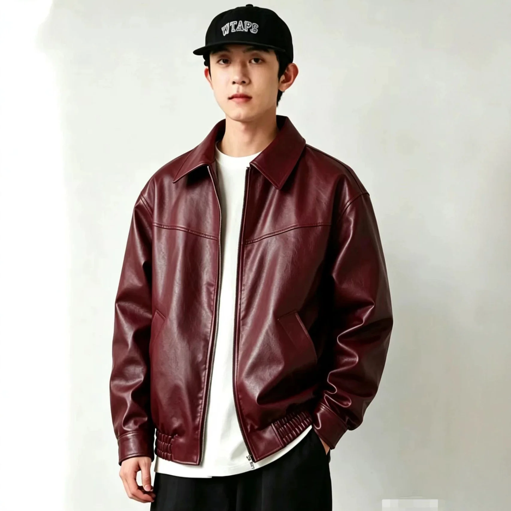 Mens Womens Black Leather Jacket Vintage Streetwear Couple Loose PU Biker Jackets Spring Summer