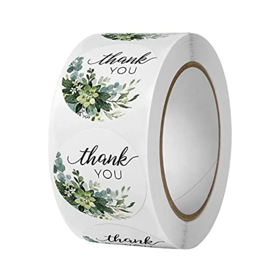 

Наклейки «Спасибо» — элегантный дизайн «Зеленый лист» для упаковки и бизнеса — 1 клейкие этикетки — экспресс-титка с S