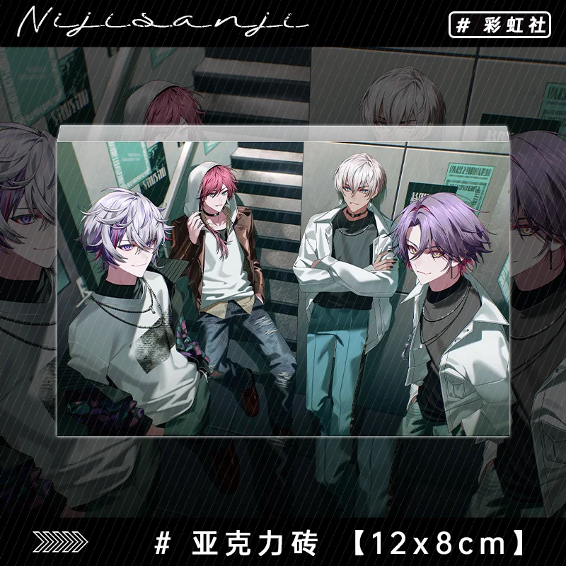 أنيمي NIJISANJI Watarai Hibari Fuwa Minato تأثيري الاكريليك حامل نموذج الكرتون قلادة ورق ملون الاكريليك الطوب