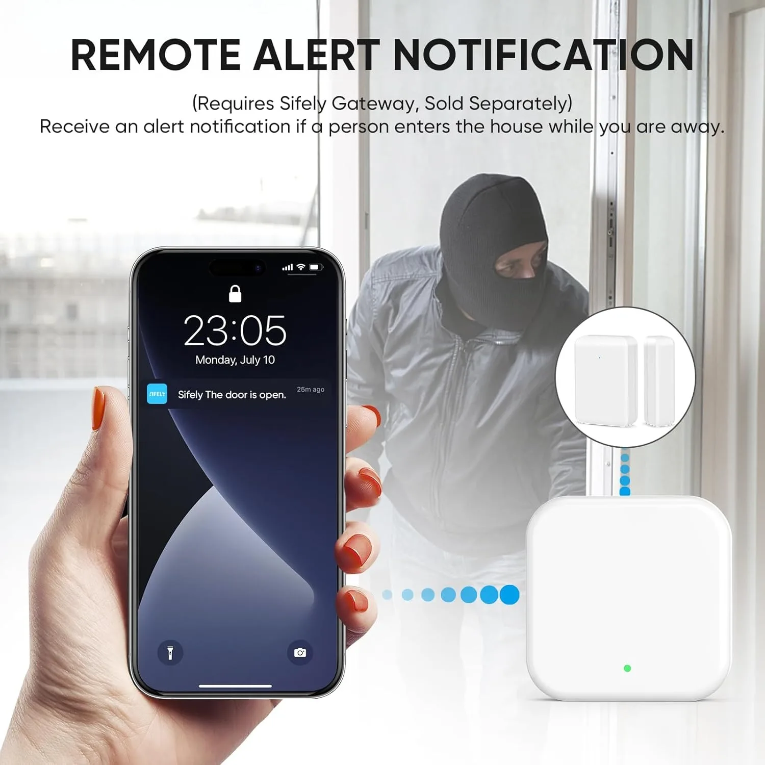 CDOK DS2 wireless door sensor G2 gateway TTlock APP remote unlocking, automatic locking, alarm if the door is not closed image 4