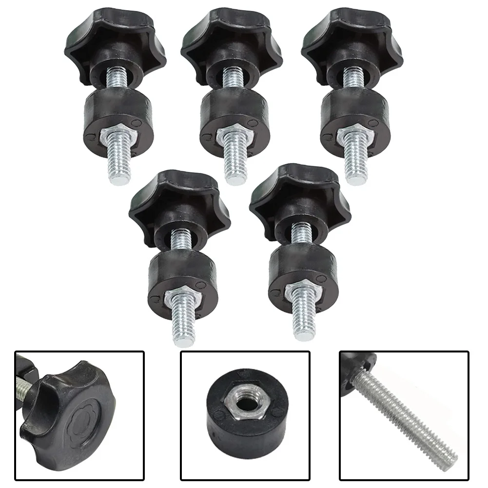 Set of 5 M6 Screw On Star Shape Thread Clamping Handle Bolt Bakelite Hand Knobs for mechanical equipment and apparatus