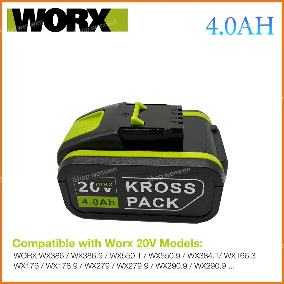 

4.0Ah 20V Lithium ion Replacement Rechargeable Battery for Worx WA3551 WA3553 WX390 WX176 WX550 WX386 WX373 WX290 WX800 WU268