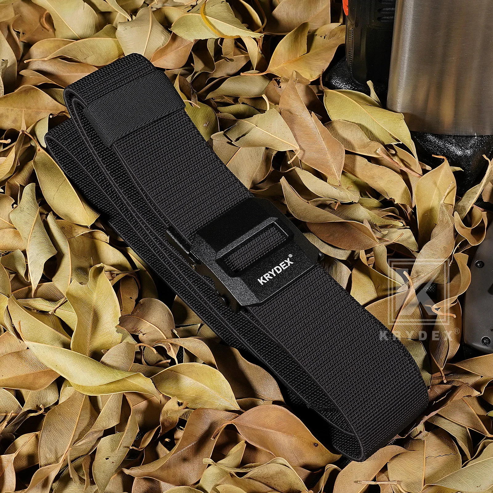 KRYDEX 1.5 Inch Tactical Belt No Hole Auto-Locking Duty Work Belt Nylon Stretch EDC Sports Outdoor Belt
