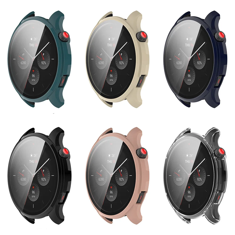 PC+Tempered Glass Screen Protector For Xiaomi Huami Amazfit GTR 4 Protective Case Cover Shell Bumper