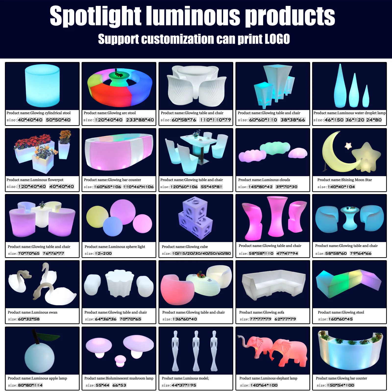 Led Plastic Portable bar Counter Furniture/straight Led Mobile bar Portable Led Light Modern bar Counter Waterproof for Sale