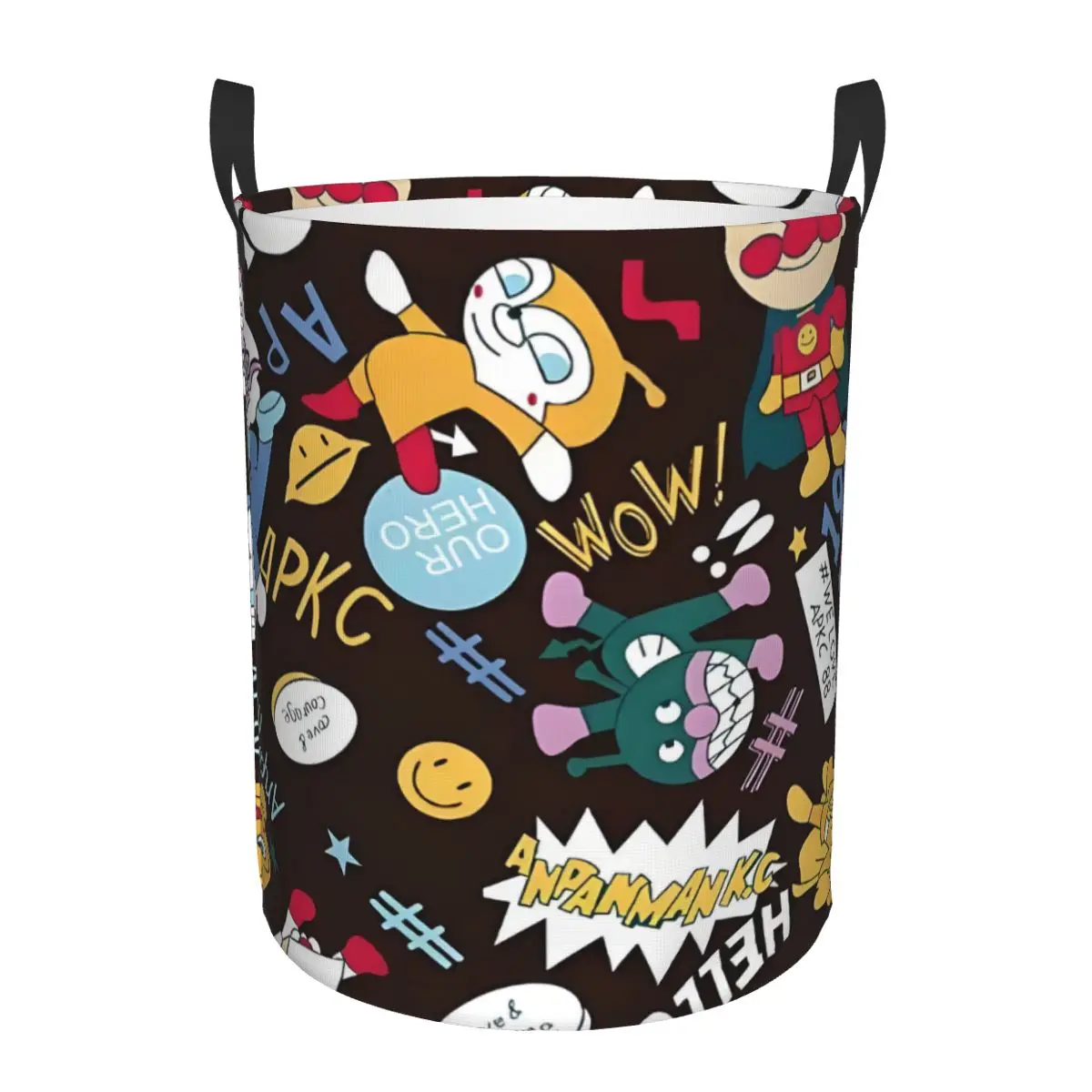 Custom Anpanmans Anime Laundry Basket Collapsible Cartoon Clothing Hamper Toys Organizer Storage Bins
