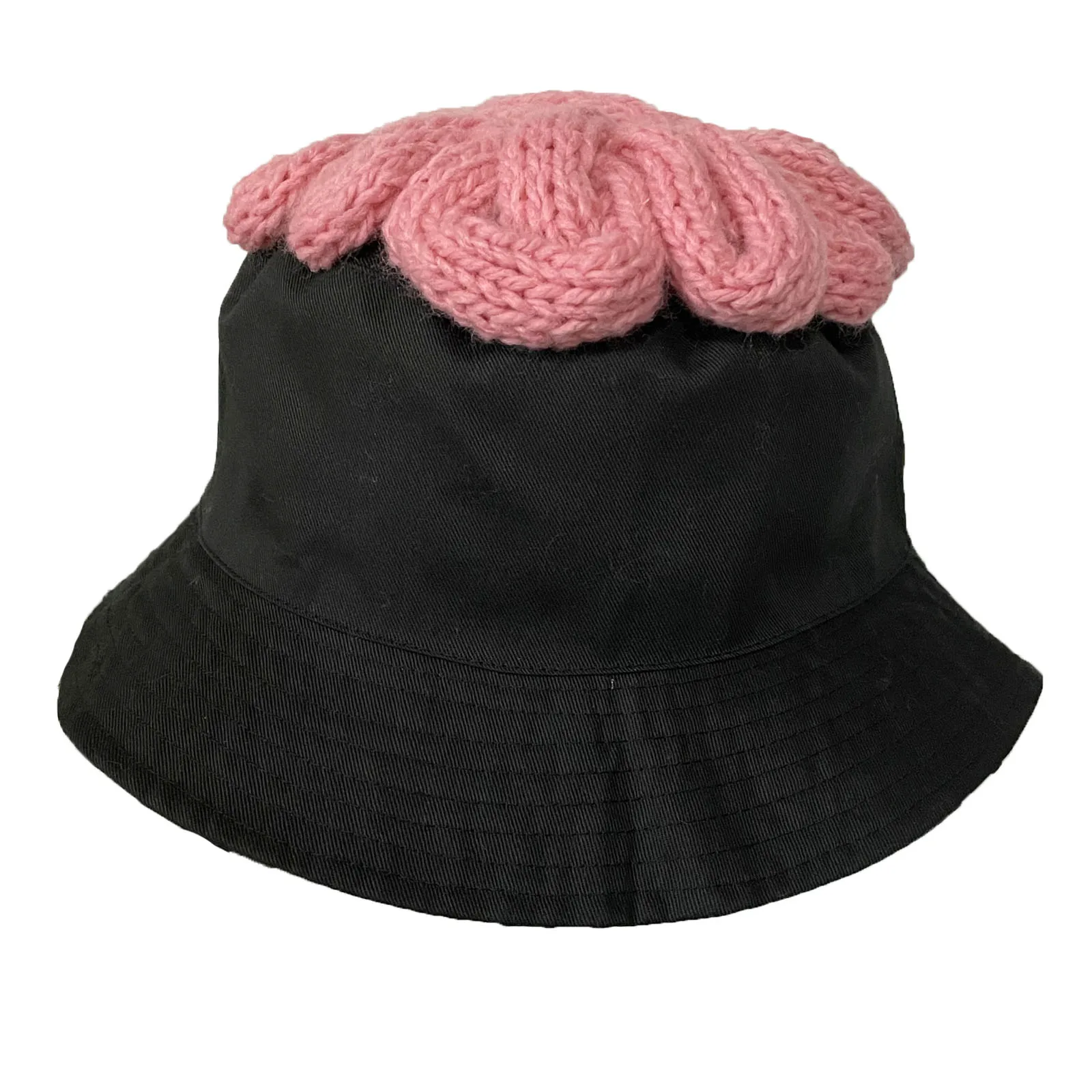 

BomHCS Women Bucket Hat with Knitted Braided Brain Stripes Funny Summer Sunhat