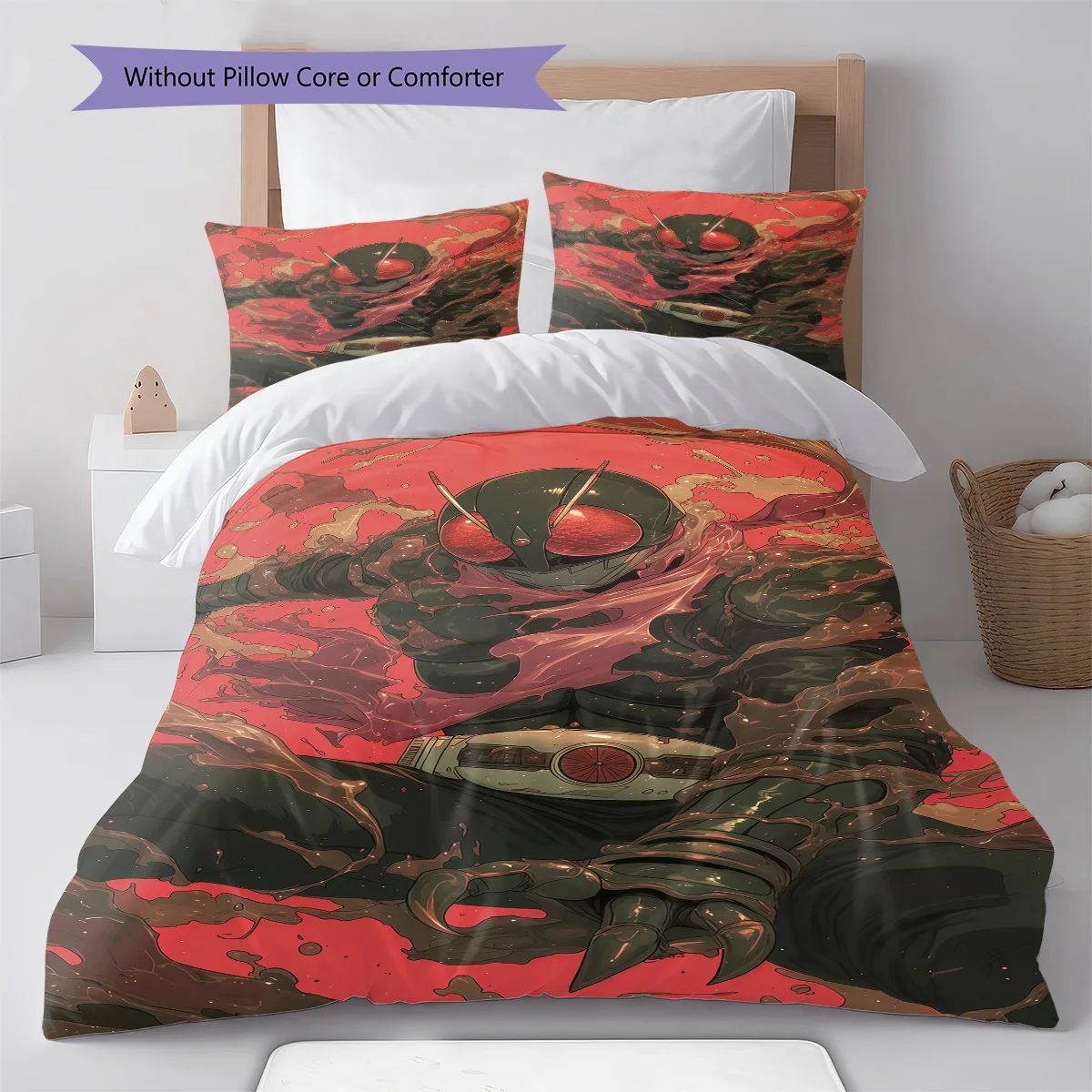 Kamen Rider Chibi Front View Bedding Set Anime Duvet Cover Polyester Soft Bed Linen Twin Queen King -QJY