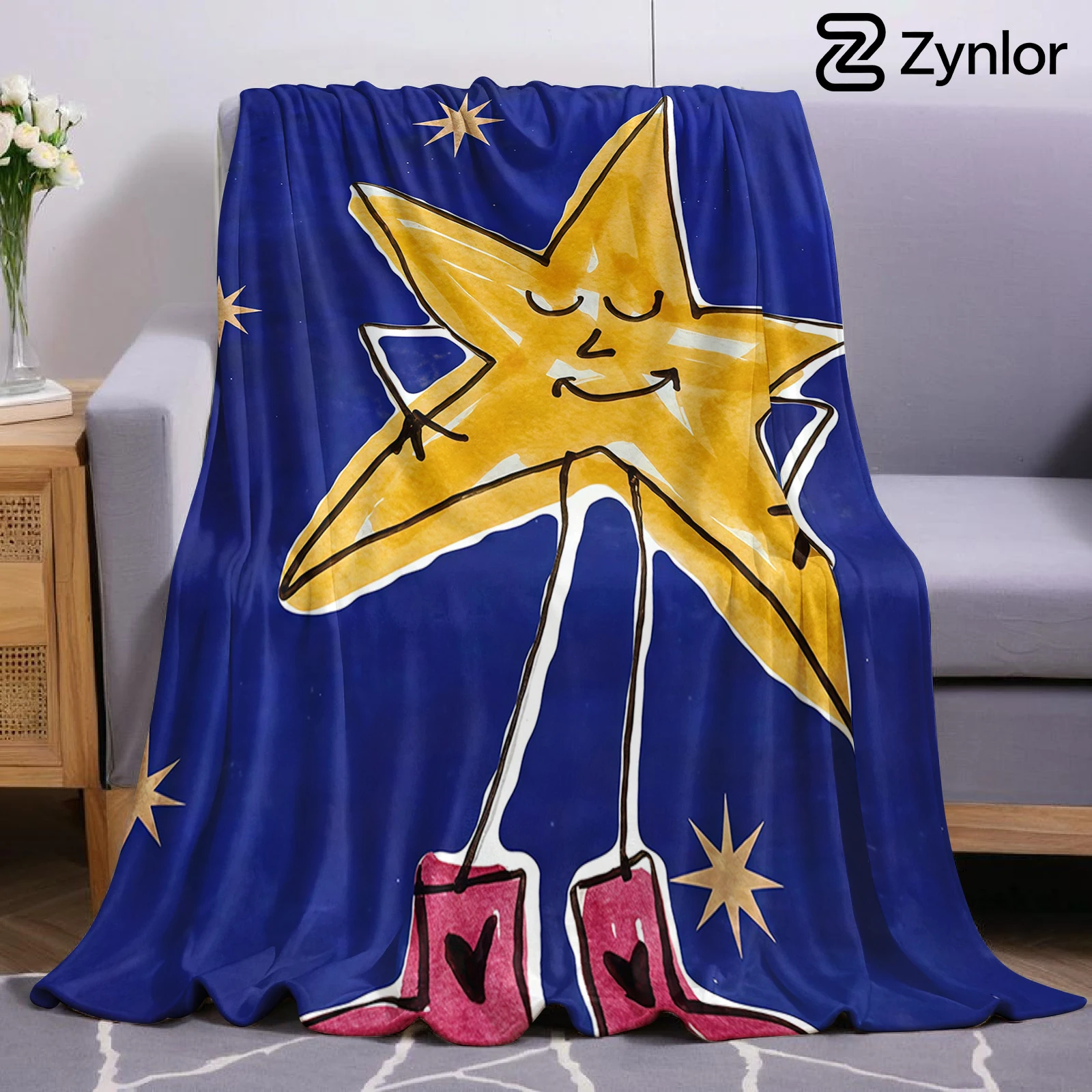 Star Boy Halloween Flannel Fleece Blanket Fluffy Warm Cozy Throw for Sofa Bedroom Home Holiday Decoration Gift