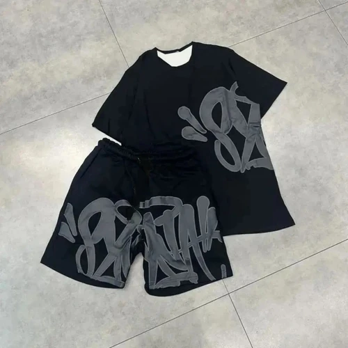 Imagen 1 del producto El nuevo conjunto para hombre para el verano de 2025, ropa de calle ligera y transpirable, informal, deportiva, con estampado 3D, de secado rápido