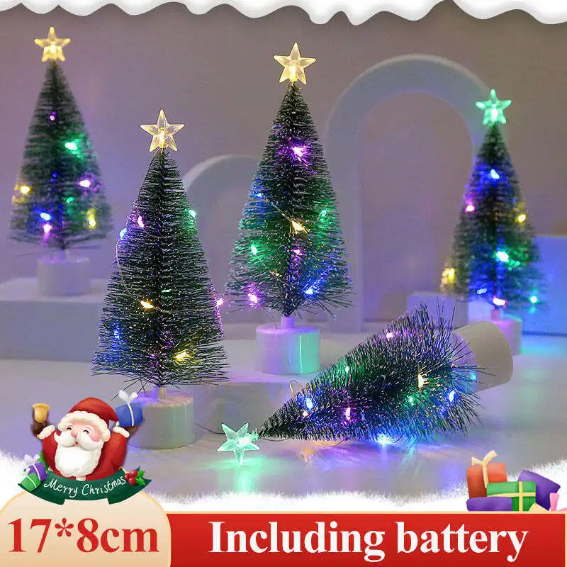 17cm mini árvore de natal luz pinho árvore de natal para casa decorações de mesa festa de ano novo presente decoração