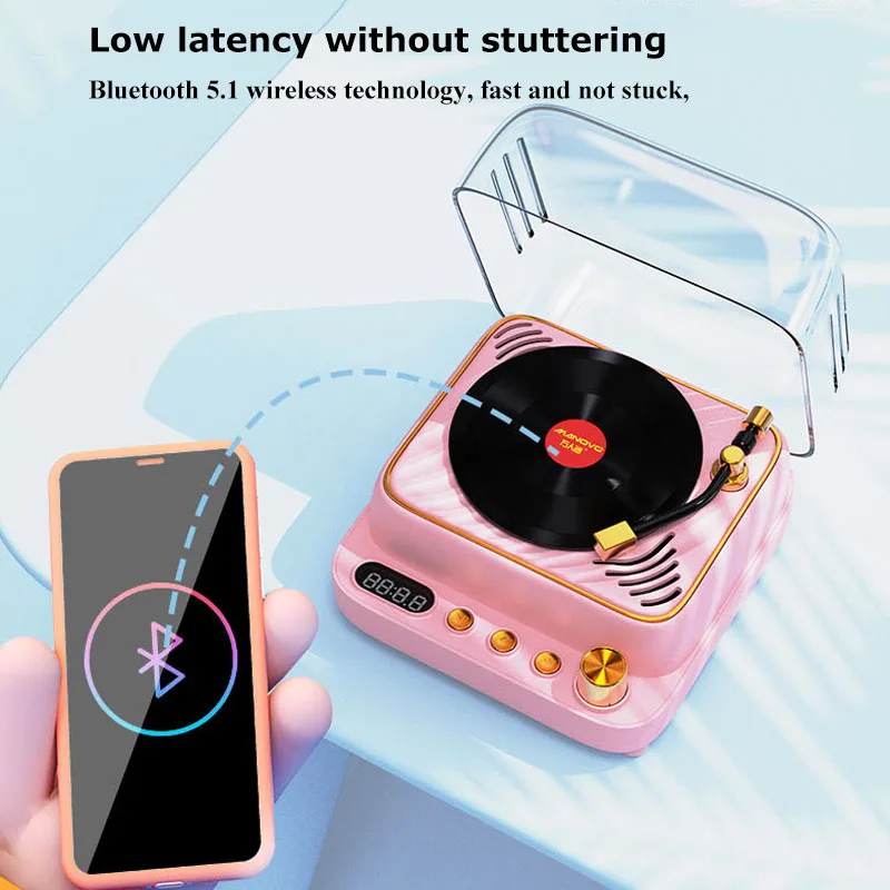 Mini Bluetooth Lautsprecher Retro Vinyl Plattenspieler tragbare FM Radio Karaoke Mikrofon Sound box Stereo Musik Player Freis prec heinrich tung cal