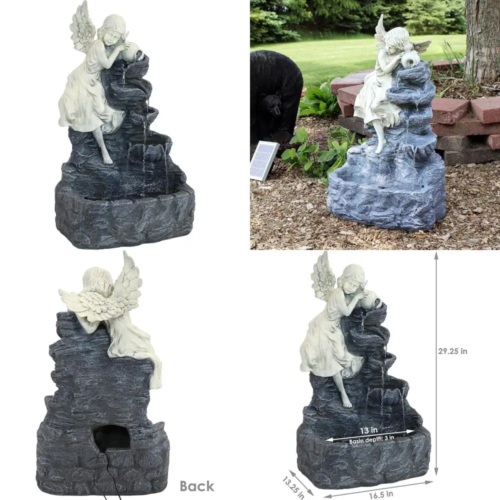 

Sunnydaze 29. Наружный фонтан на солнечной энергии со светодиодной подсветкой для сада, патио или двора.