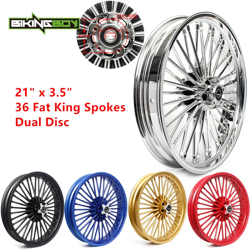 BIKINGBOY Für Touring Bagger Electra Glide FLHTC Road King FLHR Road Glide FLTR FLHX 84-08 Fat Spoke 16 3.5 / 21 3.5 Vorderrad – Detail 7