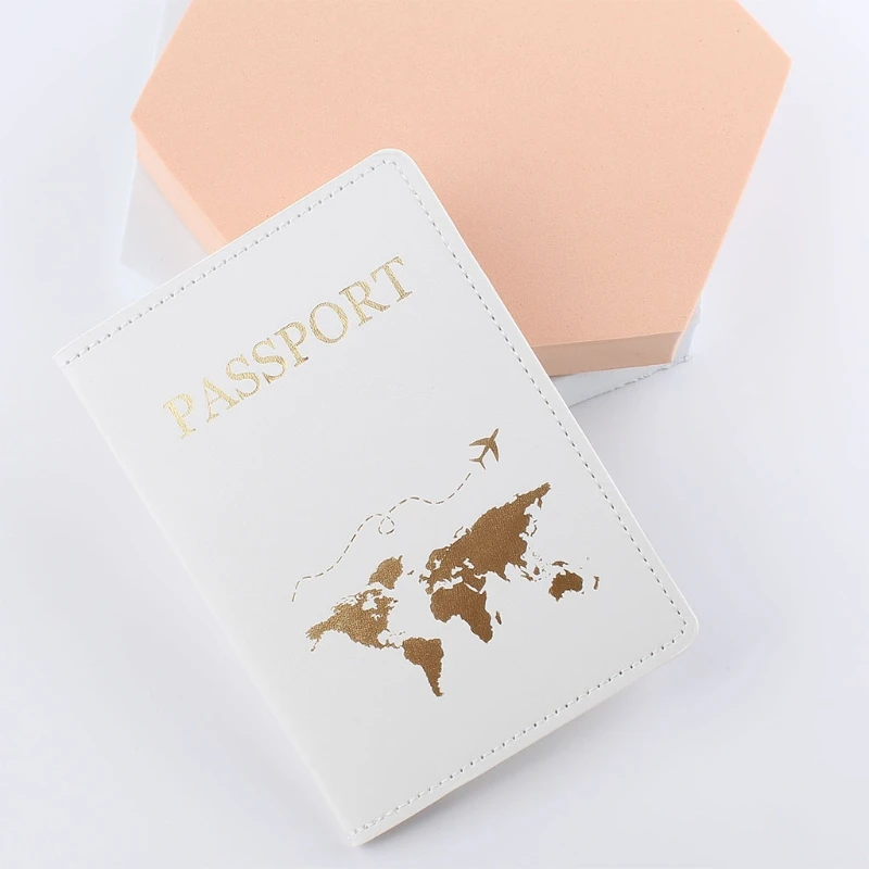 Sumple Couples Pu Leather Map Passport Holder for Case Credit Card Wallet for