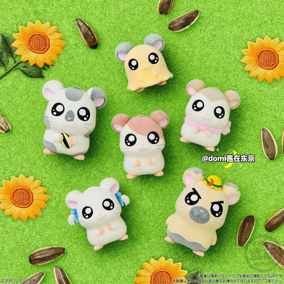 Bandai Hamtaro Ornaments Hamster Collection Ornament Gifts Figure Model Kawaii 6PCS Toys