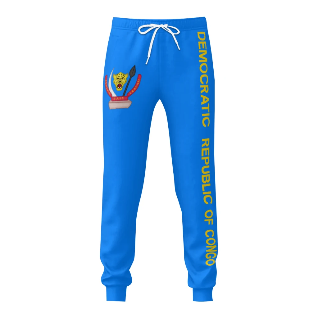 Mens Sweatpants Democratic Republic of Congo Pants with Pockets Joggers Soccer Football Sports Sweat With Drawstring