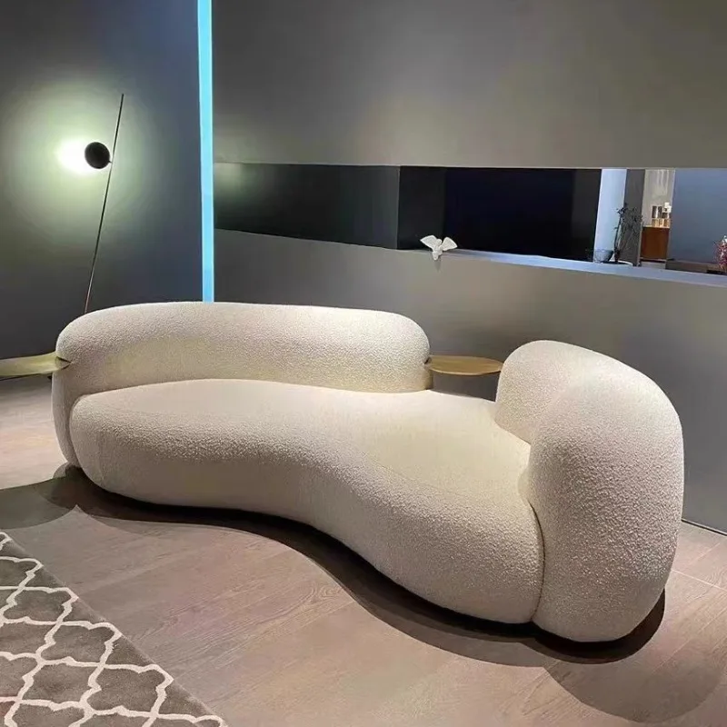 

Creative living room sofa is now very light and luxurious, curved pea sofa, lambswool fabric