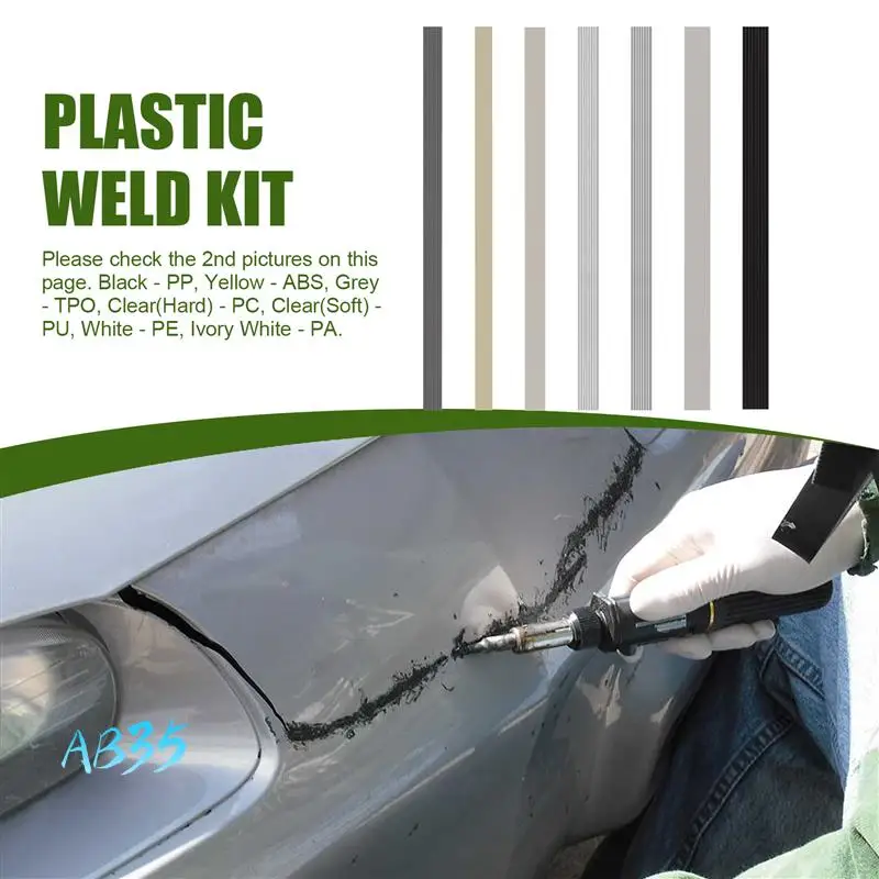 

AB35-Plastic Welding Rods, 7 Types ABS PP PU PE PA PC TPO 13 Inch Plastic Welder Rod For Car Bumper Kayak