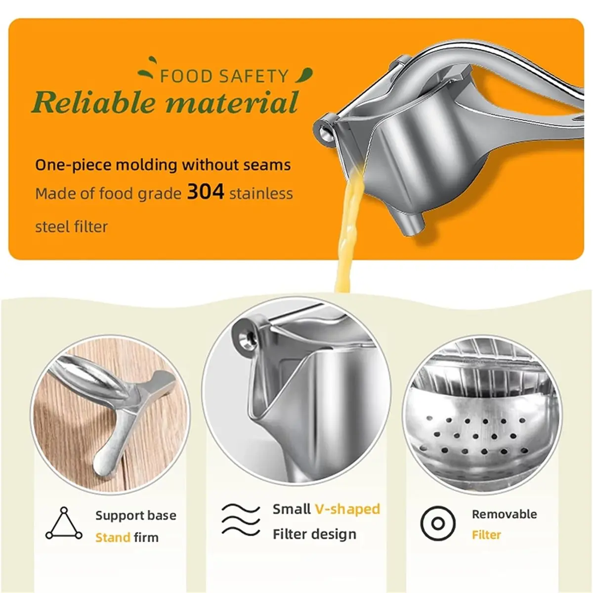DT81 Thickened Manual Juicer + 10 Filter Bags Orange Juice Press Aluminum Alloy Home Juicing Essential for Lemon Orange Grape