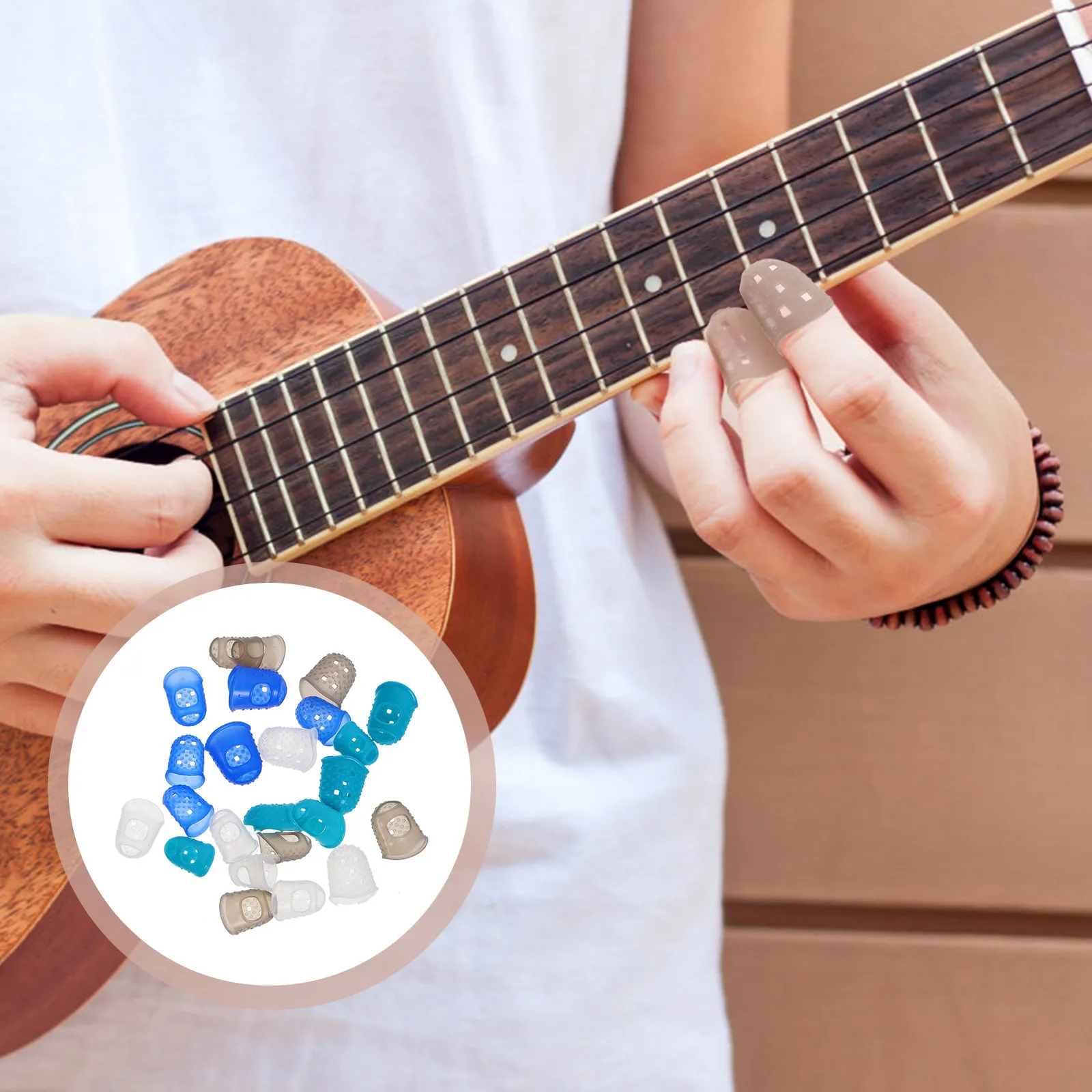 

24Pcs Rubber Finger Protectors Multi-Size Reusable Fingertip Covers for Office Work Paper Sorting Guitar Playing Wax Carving